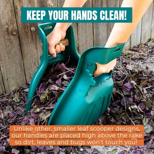 MEKKAPRO Leaf Scoops and Claws V2.0, 1-Pair (2 Pieces), Sturdy Ergonomic Grip Leaf Rake, Large Hand Held Garden Rake Grabbers for Leaf, Garden Claw for Lawn Grass Removal