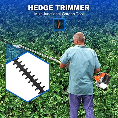 Iglobalbuy 52cc 2-Stroke 5 in 1 Garden Hedge Trimmer Combo, Gas Powered Long Reach Pole Saw Grass String Trimmer Brush Tree Cutter Pruner Weed Eater Multi Functional Garden Trimming Tools