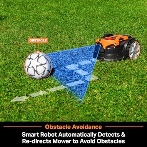 LawnMaster OcuMow™ VBRM601YCM MAX Perimeter Wire Free Robot Lawn Mower Cuts Small Lawns 2000-3500 Square Feet with Optical Navigation, Obstacle Avoidance, Low Noise and No Go Function
