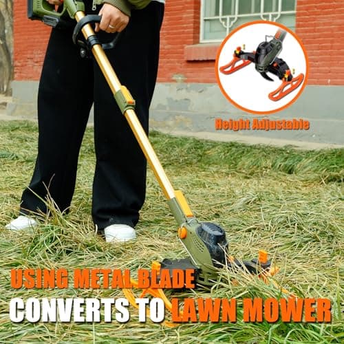 12-Inch Cordless String Trimmer & Edger, (2 x 21V 4.0Ah Electric Brush Cutter Battery Powered), with Auxiliary Bracket, Side Ball, 90° Rotary Head, Telescopic Handle, 3 Cutting Methods(WEG21T)