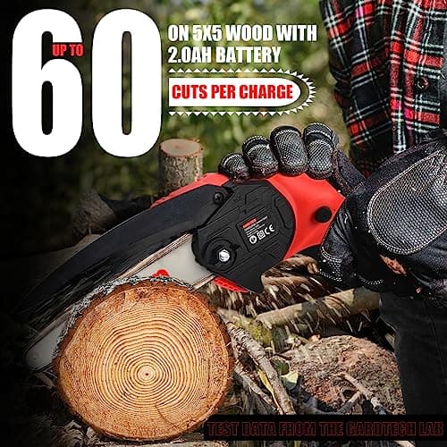 BEST Mini Chainsaw 6 Inch, Gardtech Cordless Portable Electric Chain Saw Handheld Electric Chainsaws with 2023 Upgraded 4 Chains 2 Batteries Good for Olders, DIYer, Gardeners Continuously 2 Hours Work