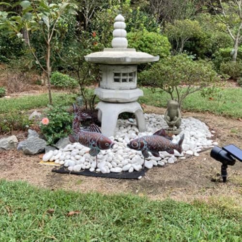 G/N CLYB Set of 2 Koi Fish Decor Outdoor Statue Sculpture Garden Pond Fishes Yard Art Antique Copper Koi Sculptures & Statues Metal Koi Fish Figurine Ornaments Décor Gifts for Women Mom Grandma