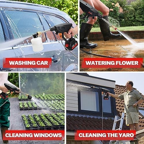 Vagueior Cordless Pressure Washer Gun, Portable Power Cleaner,with 21V 3.0AH Battery and Charging Kit, 5-in-1 Nozzle, Suitable for Outdoor Cleaning and Watering. (1 Battery, BLACK)