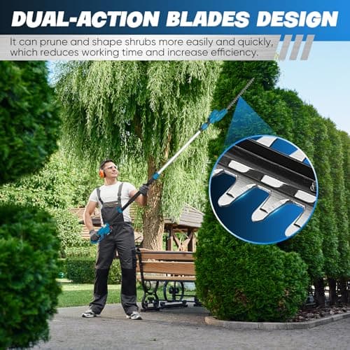 Saker Pole Saw and Pole Hedge Trimmer for Tree Trimming,66.9-98.4Inch Electric Pole Saw and Hedge Trimmer with Extension Pole,Cordless Electric Trimming Tools with Pole and 2.0Ah Battery & Charger