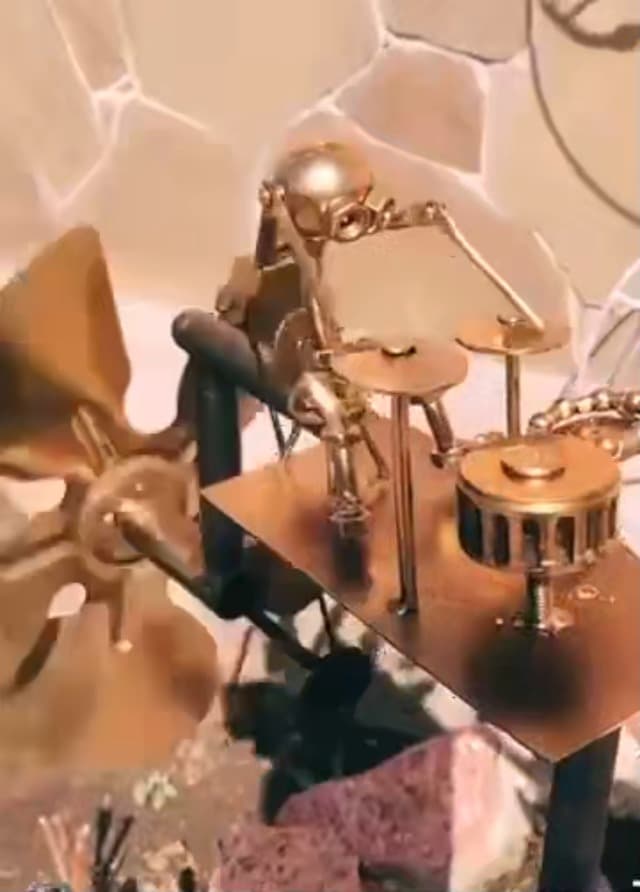 Handmade Metal Drummer Windmill – 2025 Rockin Percussionist Figurine, Wind-Powered Kinetic Sculpture, Garden Wind Spinner for Yard, Lawn, Patio Decoration (Golden)