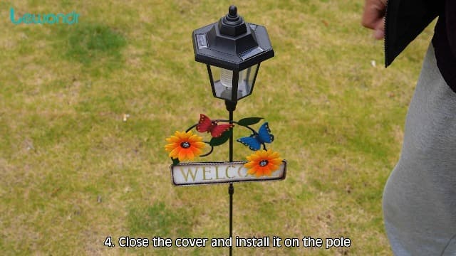 Solar Garden Lights Butterfly, 36.6 Inch Solar Lamp Post Light with Welcome Sign & Butterflies, Outdoor Waterproof Solar Stake Lights for Yard Porch Patio Pathway Gardening Gifts, 2 Pack