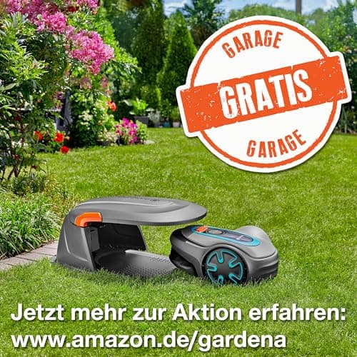 GARDENA 15201-20 SILENO Minimo - Automatic Robotic Lawn Mower with Bluetooth app, Boundary Wire - for lawns up to 2700 Sq Ft, Made in Europe, Grey