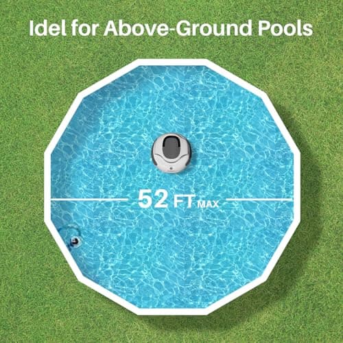 PoolPure Aquaguard SE II Cordless Robotic Pool Cleaner with 5000mah Big Battery, Extend Service Life. Ideal Pool Vacuum Robot for Above-Ground Pool (Blue)