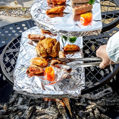 42 Inch Fire Pit with 2 Grills, Extra Large Wood Burning Fire Pits for Outside with Lid & Poker, Heavy Duty Firepit,BBQ& Outdoor Fire Pit & Round Metal Table 3 in 1 for Patio, Picnic, Party