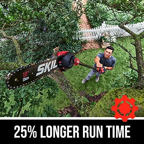 SKIL PWR CORE 40 Brushless 40V 10'' Pole Saw Kit with Over 9ft. Telescoping Shaft & Angled Head, Includes 2.5Ah Battery and Auto PWR Jump Charger - PS4561C-10