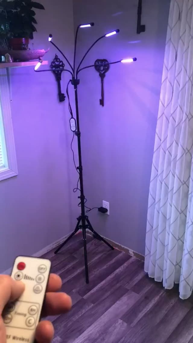 KEELIXIN Grow Lights for Indoor Plants,5 Heads Red Blue White Full Spectrum Plant Light with 15-60" Adjustable Tripod Stand, Indoor Grow Lamp with Remote Control and Auto On/Off Timer Function