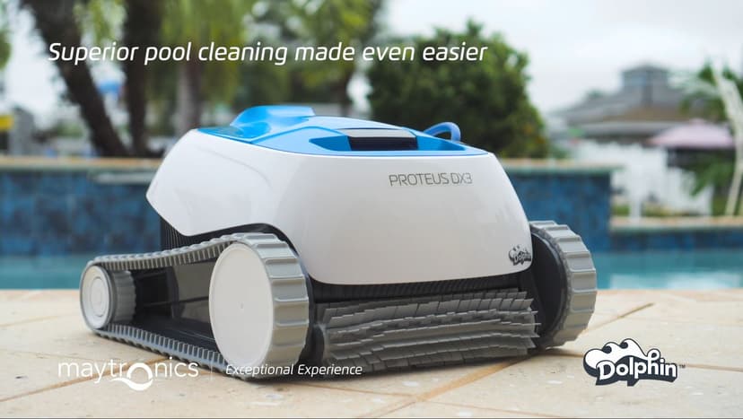Dolphin Proteus DX3 Automaitc Robotic Pool Vacuum Cleaner, Wall Climbing, Active Scrubber Brush, Ideal for In-ground Pools up to 33 FT in Length