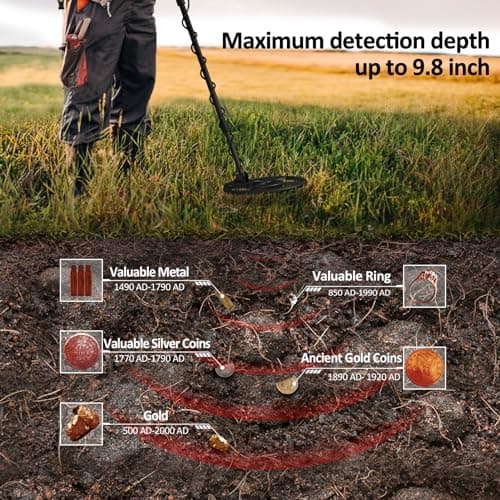 DR.ÖTEK Metal Detector for Adults Professional, Pinpoint Metal Detector Waterproof Gold and Silver, Higher Accuracy, Bigger LCD Display, Strong Memory Mode, 10" IP68 Coil, New Advanced DSP Chip