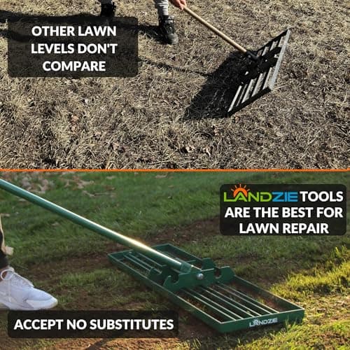 LANDZIE Lawn Leveling Rake – 24" Steel Handle Yard Leveler, Lawn Level Tool for Creating a Flat Surface - Works for Soil, Dirt, Topdressing and Ground