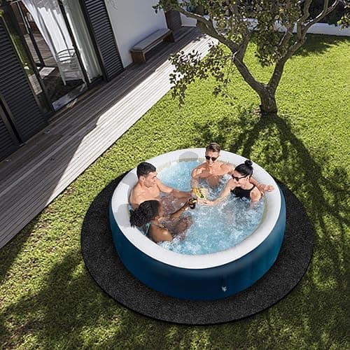 80 Inch Dia Round Hot Tub Mat, Large Washable Above Ground Protector Pad Water Absorb with Slip-Proof Backing, Portable Spa Pool Accessories for Outdoor Indoor Hot Tubs Protect from Wear (80“ Round)