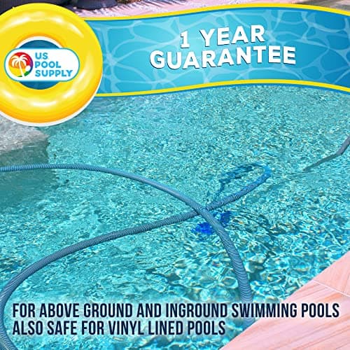 U.S. Pool Supply 12" Deluxe Weighted Butterfly Pool Vacuum Head with Side Brushes, Swivel Hose Connection, Pole Handle - Clean Debris Above Ground & In-Ground Swimming Pools, Spas – Vinyl Liner Safe