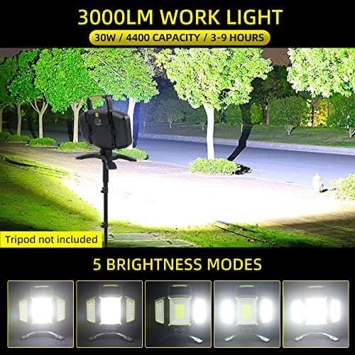 Yzoni Magnetic Light, Portable LED Work Light with 5 Light Modes, Magnetic Base Rechargeable Battery Operated COB Flashlight, Hold to Dim Flood Light for Car Repairing, Camping