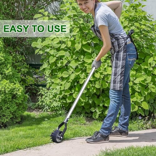 Wheel Rotary Edger Lawn Tool, Sidewalk 66.7Inch Manual Lawn Edger, Grass Edge Trimmer, Adjustable Stainless Steel Handle with Cushion Grip，Soil, Garden and Yard Tool