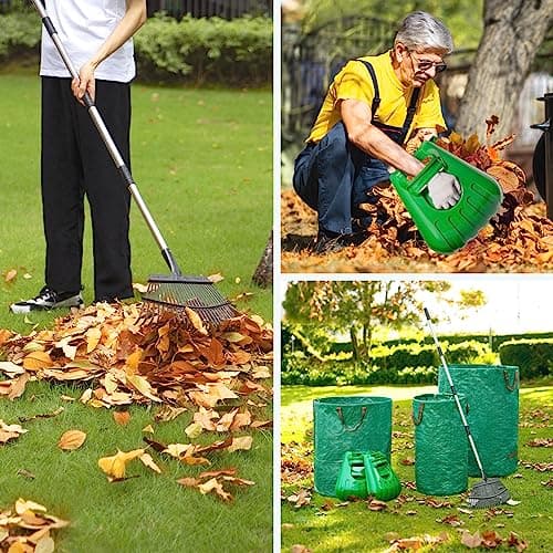 Rake for Leaves Heavy Duty 72 Inch Long Expandable Leaf Rake, 18 Inch Wide Garden Rake with 25 Reinforced Tines and Stainless Steel Handle for Lawn, Yard, Leaf Cleanup