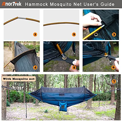 Camping Hammock with Mosquito Net and Rain Fly Tarp, Portable Double Hammock with Two Tree Straps, 230T Nylon Hammock and Waterproof Rain Fly Set for Hiking, Backpacking, Overnight (Green)