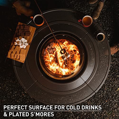 Solo Stove 42 Inch Fire Pit Surround Tabletop - Portable Protective Barrier for Wood Burning Fire Pits for Safety & Extra Space - Powder-Coated Steel and UV-Resistant Outdoor Fabric, Black