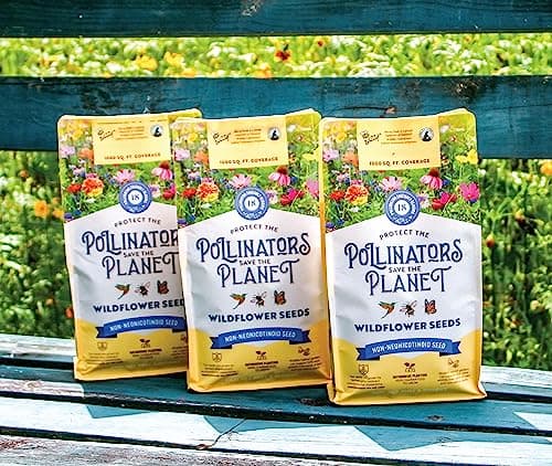 BUZZY Wildflower Pollinator Seed Mix (1lb Bag), 18 Pollinator-Friendly Varieties, Protect The Pollinators & Save The Planet, Coneflower, Sunflower, Calendula, Cosmos, & More, Growth Guaranteed