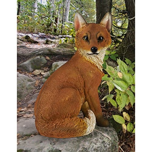 Design Toscano QL56241 Woodie The Woodland Fox Indoor/Outdoor Garden Animal Statue, 10 Inches Wide, 7 Inches Deep, 14 Inches High, Full Color Finish