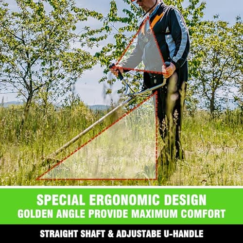58CC Brush Cutter Gas Powered 2-Cycle 4 in 1 Gas Weed Eater 18.5" Cutting Path Gas Weed Wacker with 4 Detachable Heads Straight Shaft String Trimmer Grass Cutter Machine for Weeds and Grass, Green