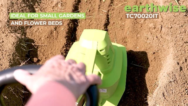 Earthwise Power Tools by ALM TC70020IT 20-Volt 7.5-Inch Cordless Electric Garden Tiller Cultivator, (2AH Battery & Fast Charger Included), Green