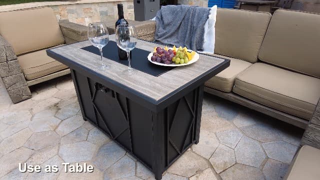 BALI OUTDOORS Fire Pit Table Propane Gas Firepit Rectangular Fire Table 42In 60,000 BTU for Outside Patio Backyard Deck Balcony