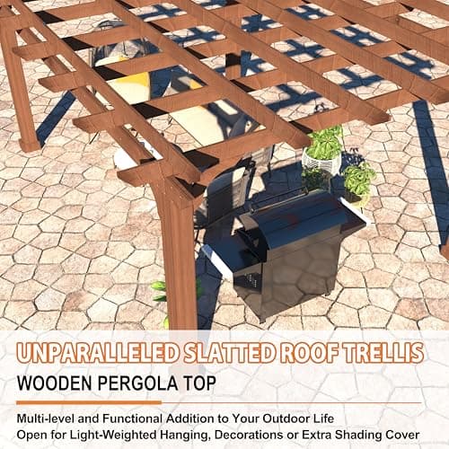 MUPATER 10x12 FT All Cedar Wooden Pergola, Kit with Stakes, Quality Supported Structure, Snow and Wind Supported,Outdoor Pergola with Cedar Framed for Backyard, Deck, Lawn
