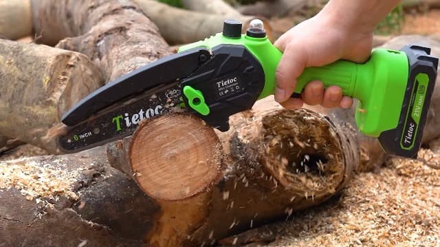 Tietoc Chainsaw 6 Inch Mini Electric Chainsaw Cordless Battery Powered, Hand Held Saw for Wood/Trees Trimming, Tools for Household and Garden, Chain Saw Gift for Men Dad Husband Fathers Gardener 2025