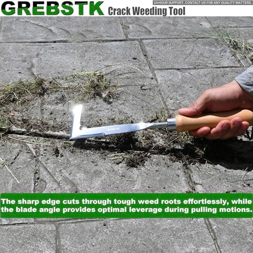 GREBSTK Crack Weeder Crevice Weeding Tool Stainless Steel Manual Weeder Beech Handle Gardening Tool