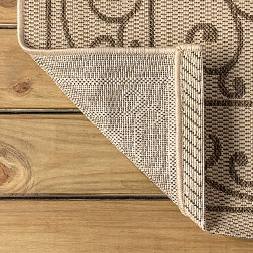 JONATHAN Y SMB106A-8 Charleston Vintage Filigree Textured Weave Indoor Outdoor Area Rug Classic Coastal Easy Cleaning Bedroom Kitchen Backyard Patio Non Shedding, 8 X 10, Beige/Brown