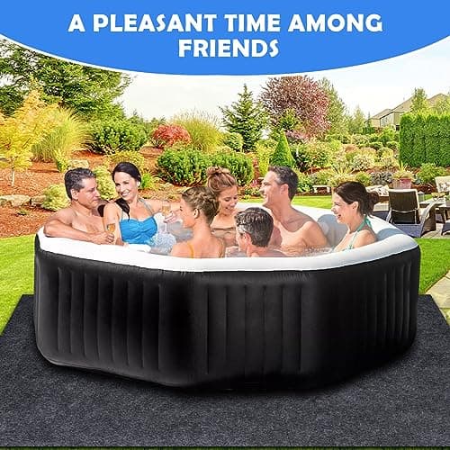 80 * 80 Inch Hot Tub Mat, Extra Large Inflatable Hot Tub Pad Outdoor Indoor, Waterproof Slip-Proof Backing, Absorbent Spa Pool Ground Base Flooring Protector Mat (80 * 80 Mat-Square)