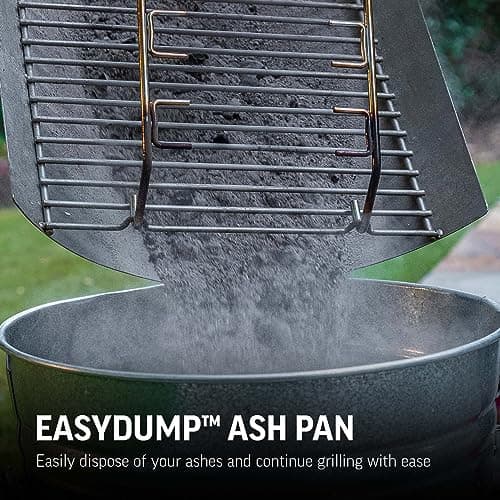Char-Griller® Patio Pro Charcoal Grill and Smoker with Cast Iron Grates, Premium Metal Shelf and Damper Control, 250 Cooking Square Inches in Black, Model 1616