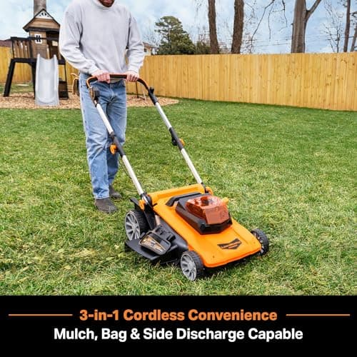 LawnMaster CLMF4821A Cordless Lawn Mower Brushless 48V MAX* 21Inch 3-in-1 Function Up to 1/2 Acre with 4X24V MAX* 4.0Ah Battery and a Dual Charger