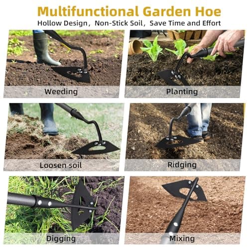 Hollow Garden Hoe - Heavy Duty Triangle Weed Hoes for Gardening,68" Adjustable Long Handle, Sharp Blade Hand Weeding Tool for Vegetable Gardens, Flower Beds, Lawn Edges & Tight Spaces