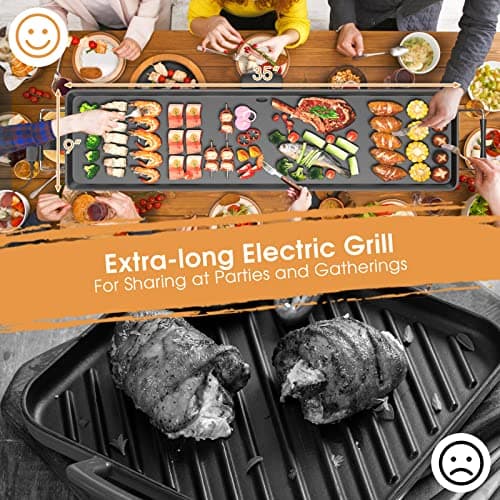 COSTWAY 35" Electric Griddle Teppanyaki Grill, Nonstick Extra Large Cooking Plate for Pancake Barbecue, Indoor Outdoor Table Top Grill with Adjustable Temperature & Drip Tray, 2000W