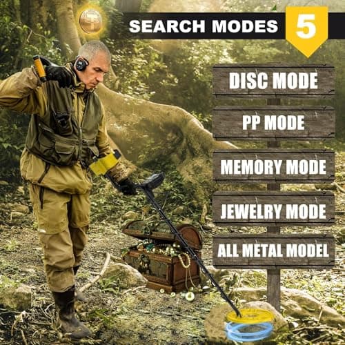 Metal Detector for Adults Waterproof-Professional Higher Accuracy Gold Detector with LCD Display,5 Mode,Advanced DSP Chip 12" Coil(Yellow)