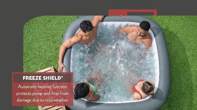 Coleman SaluSpa AirJet 4 to 6 Person Inflatable Hot Tub Square Portable Outdoor Spa with 114 Soothing AirJets and Insulated Cover, Gray