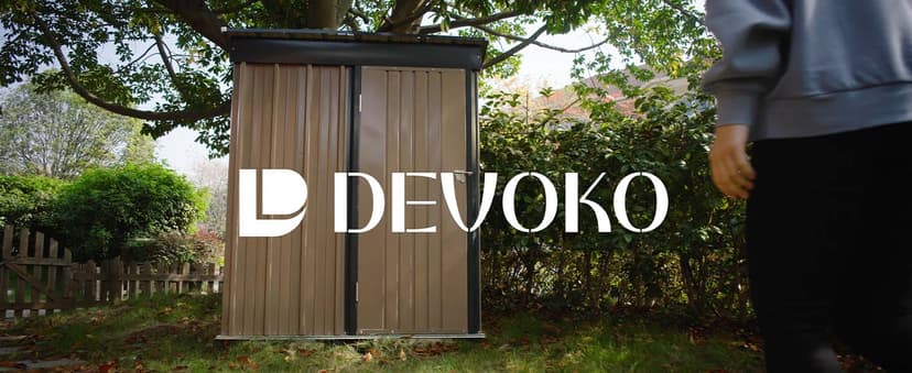 Devoko Outdoor Storage Shed 5 x 3 FT Lockable Metal Garden Shed Steel Anti-Corrosion Storage House with Single Lockable Door for Backyard Outdoor Patio (Brown)
