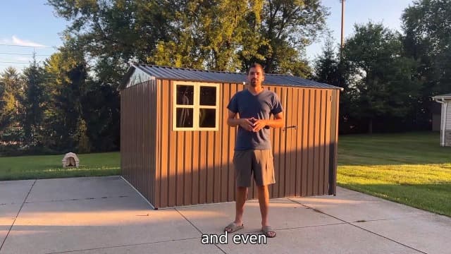 10x10 FT Large Outdoor Storage Shed, Metal Clearance Tiny Home with Windows & Lockable Doors for Backyard Garden, Patio Lawn, Placing Tools/Sundries/Guarder Inhabit/Raise Chickens/Poultry