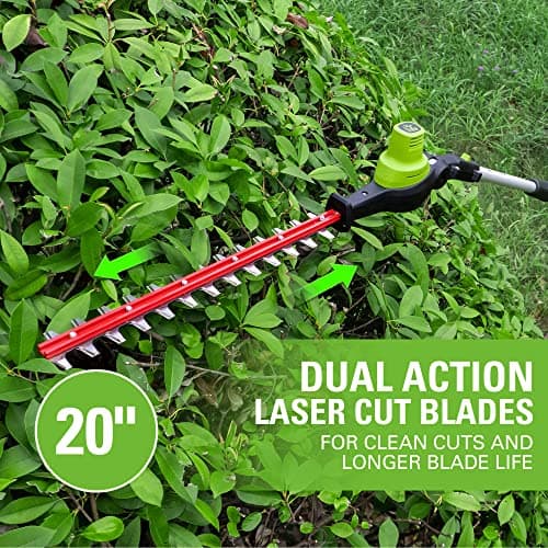 Greenworks 24V Brushless 10" Cordless Polesaw + Pole Hedge Trimmer Combo (Great For Pruning and Trimming Branches / Shrubs), 4.0Ah Battery and Charger Included