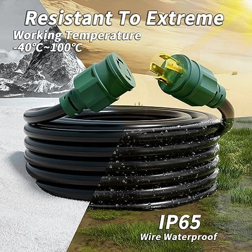 35FT 30 Amp Generator Extension Cord 4 Prong, NEMA L14-30P/L14-30R 10 Gauge STW 125/250V Twist Lock Generator Cord Heavy Duty, Black ETL Listed