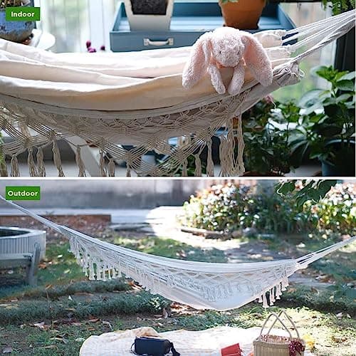 Boho Hammock Macrame Hammock with Elegant Tassels for Patio, Yard, Beach Wedding Decor, Outdoor and Indoor, Gift for studens, Gifts for Girl,. Gift for Women