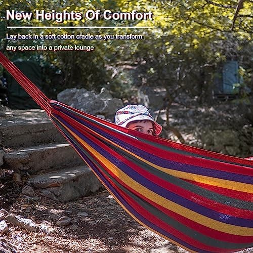 SZHLUX Double Hammock,Cotton Hammock Portable Hammock with Carry Bag,Perfect Camping Outdoor/Indoor Patio Backyard