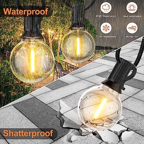 GPATIO 120FT Outdoor String Lights, Waterproof Patio Lights with 64 Hanging Globe G40 Bulbs, 2700k Shatterproof for Backyard Balcony Party Camping Outside Decor