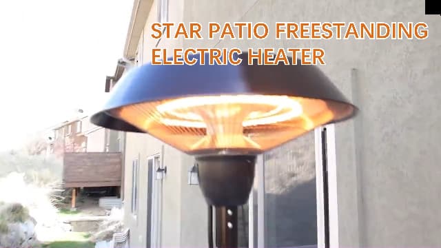 Star Patio Electric Outdoor Heater, Freestanding Patio Heater, Infrared Heater, Hammered Bronze Finished, Tip-Over Protection, Adjustable Height and Silent Heating Heater, ZHQ1566-C-SN12024