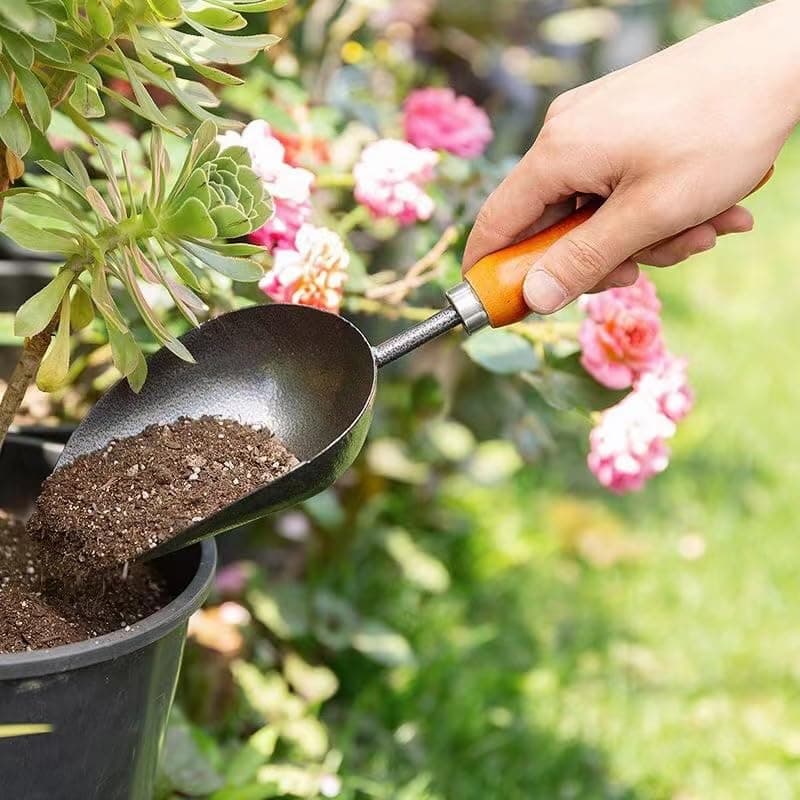 12.6’’ Garden Hand Trowel, Soil Scoop Wooden Handle, Stainless Steel Potting Shovel Spoon, for Flower Vegetables Soil Transplanting, Weeding, Moving, Digging, Planting Garden Plant